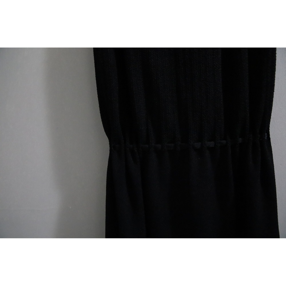 Vintage Ann Taylor Black Sleeveless Maxi Dress Drawstring‎ Waist Knit M - Picture 6 of 6